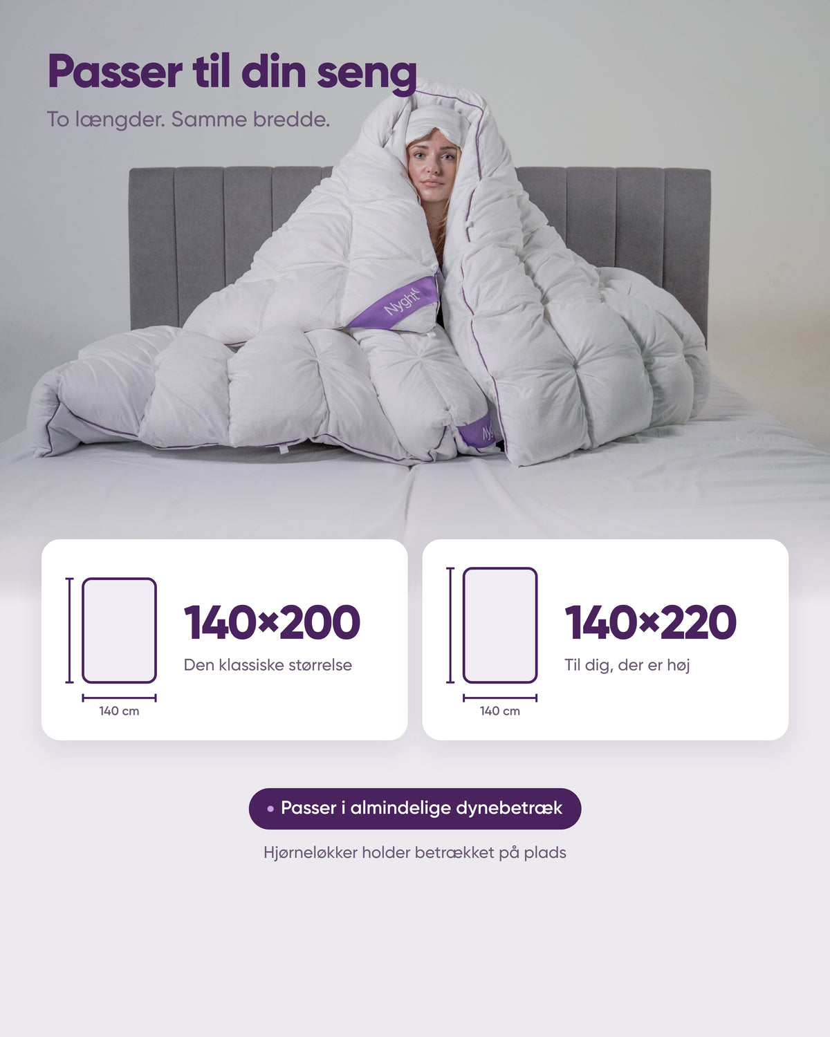 Passer til din seng: 140×200 og 140×220
